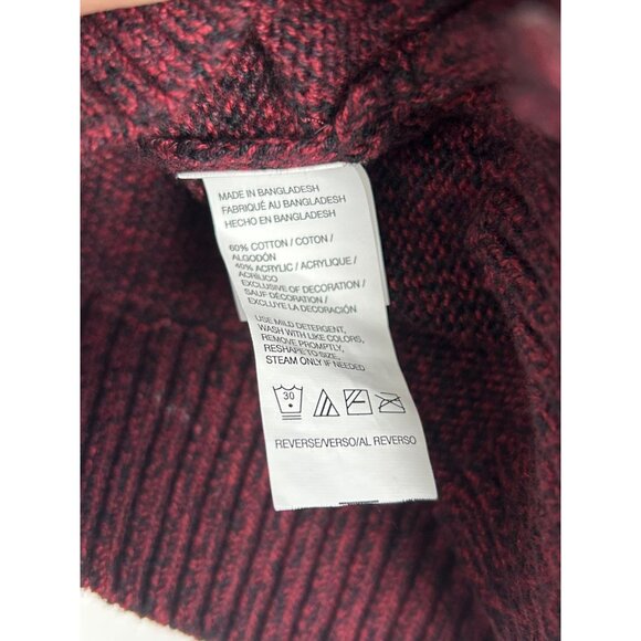 Izod Mens Marled Burgundy Shawl Collar Sweater Small/Petite Cotton/Acrylic Blend - Picture 10 of 11